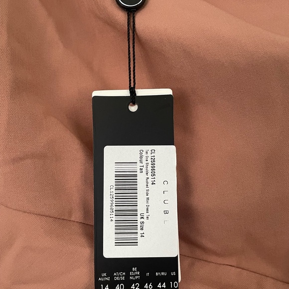 Club L London Tan One Shoulder Ruched Side Mini Dress - Picture 3 of 4